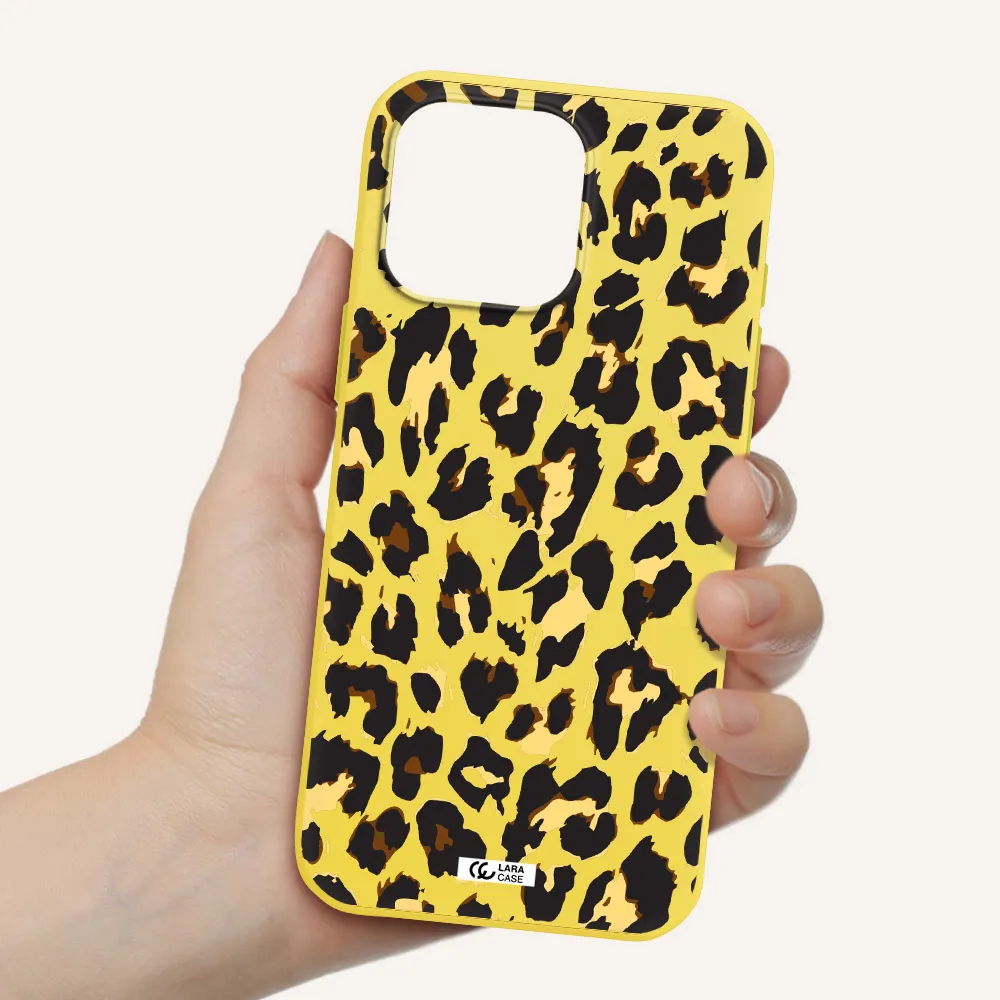 Leopard Print Apple Iphone 16 Pro Max Silicone Canary Yellow Case