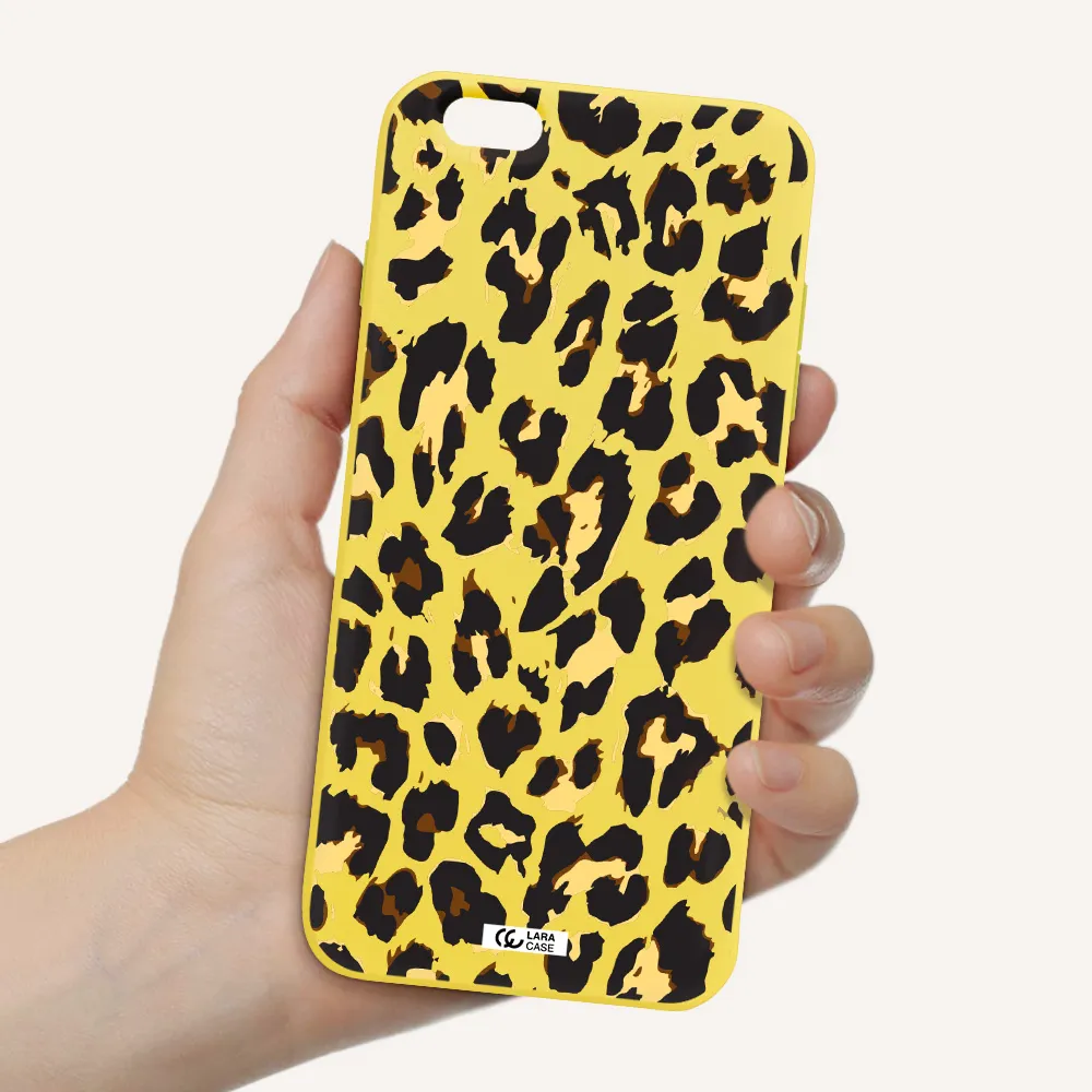 Leopard Print Apple iPhone 6 plus Silicone canary yellow Case