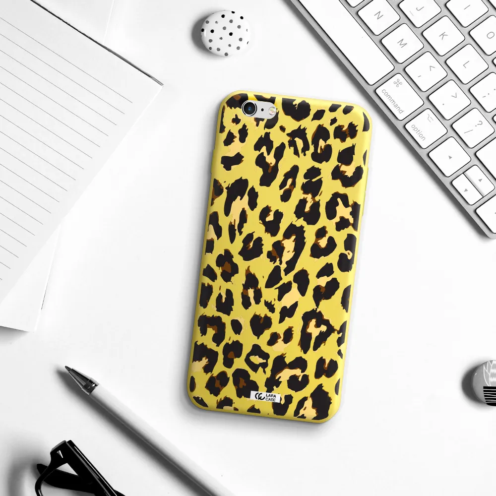 Leopard Print Apple iPhone 6 plus Silicone canary yellow Case