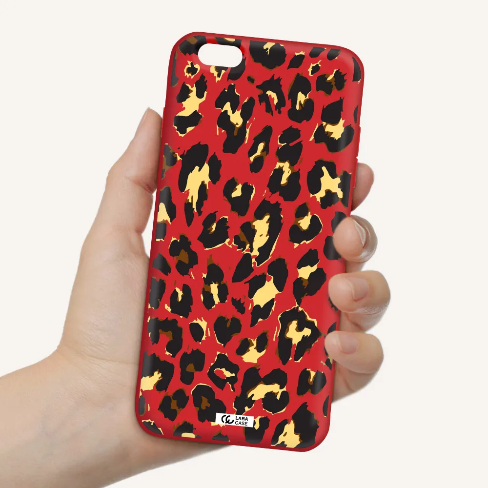 Leopard Print Apple iPhone 6 plus Silicone Imperial Red Case