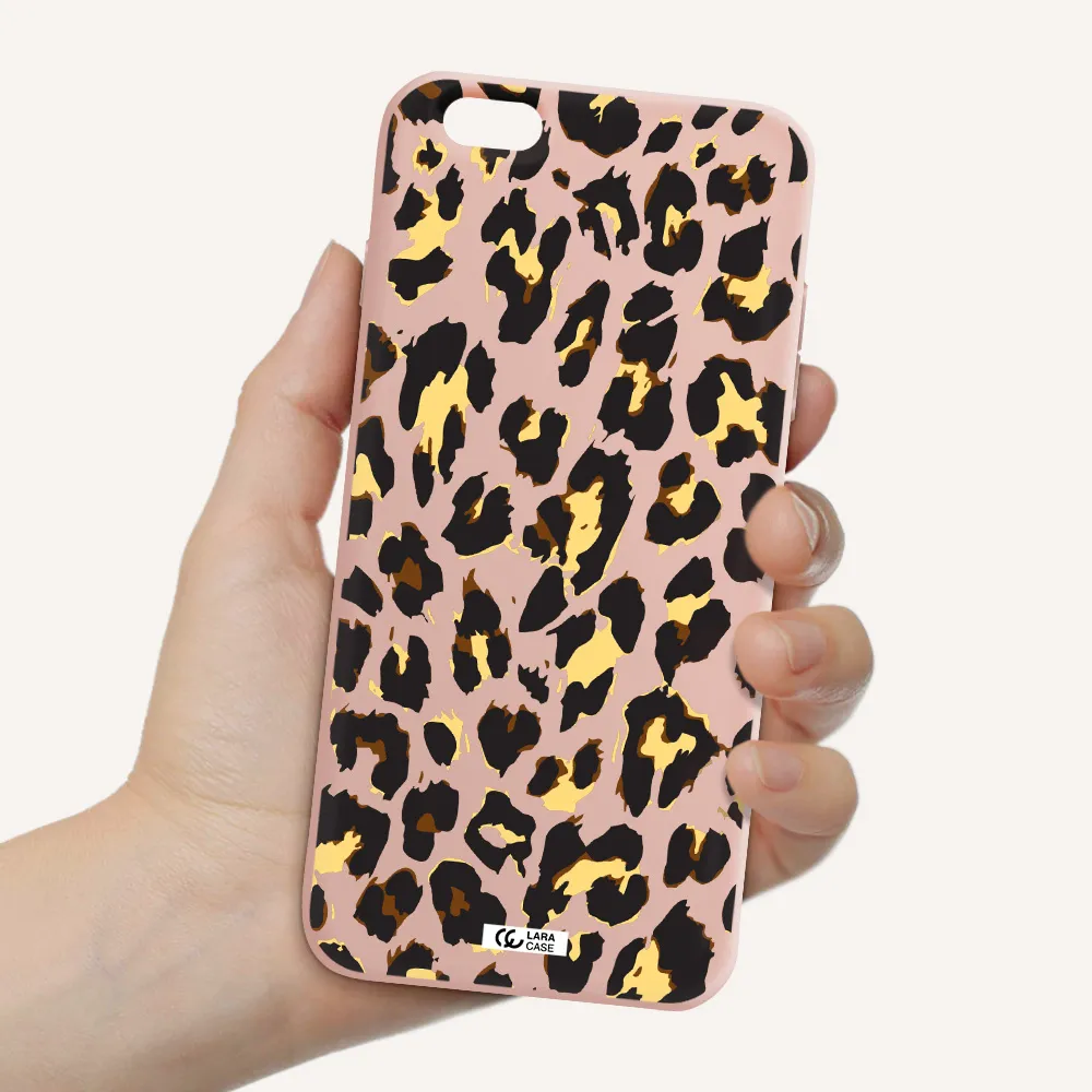 Leopard Print Apple iPhone 6 plus Silicone pastel pink Case