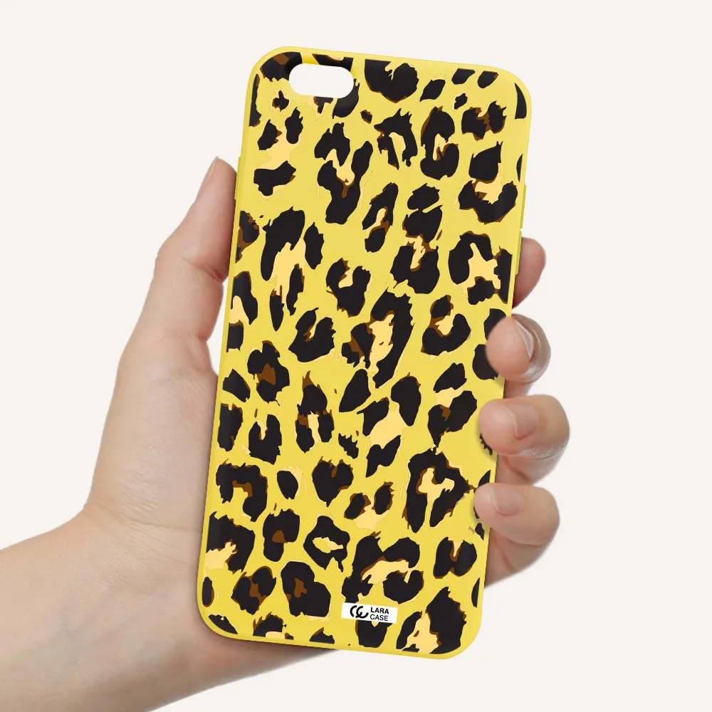 Leopard Print Apple iPhone 6 s plus Silicone canary yellow Case
