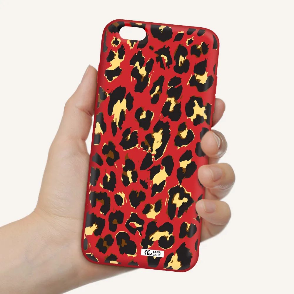 Leopard Print Apple iPhone 6 s plus Silicone Imperial Red Case