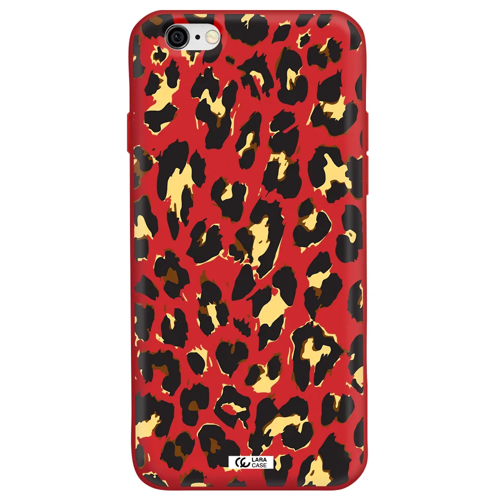 Leopard Print Apple iPhone 6 Silicone Imperial Red Case