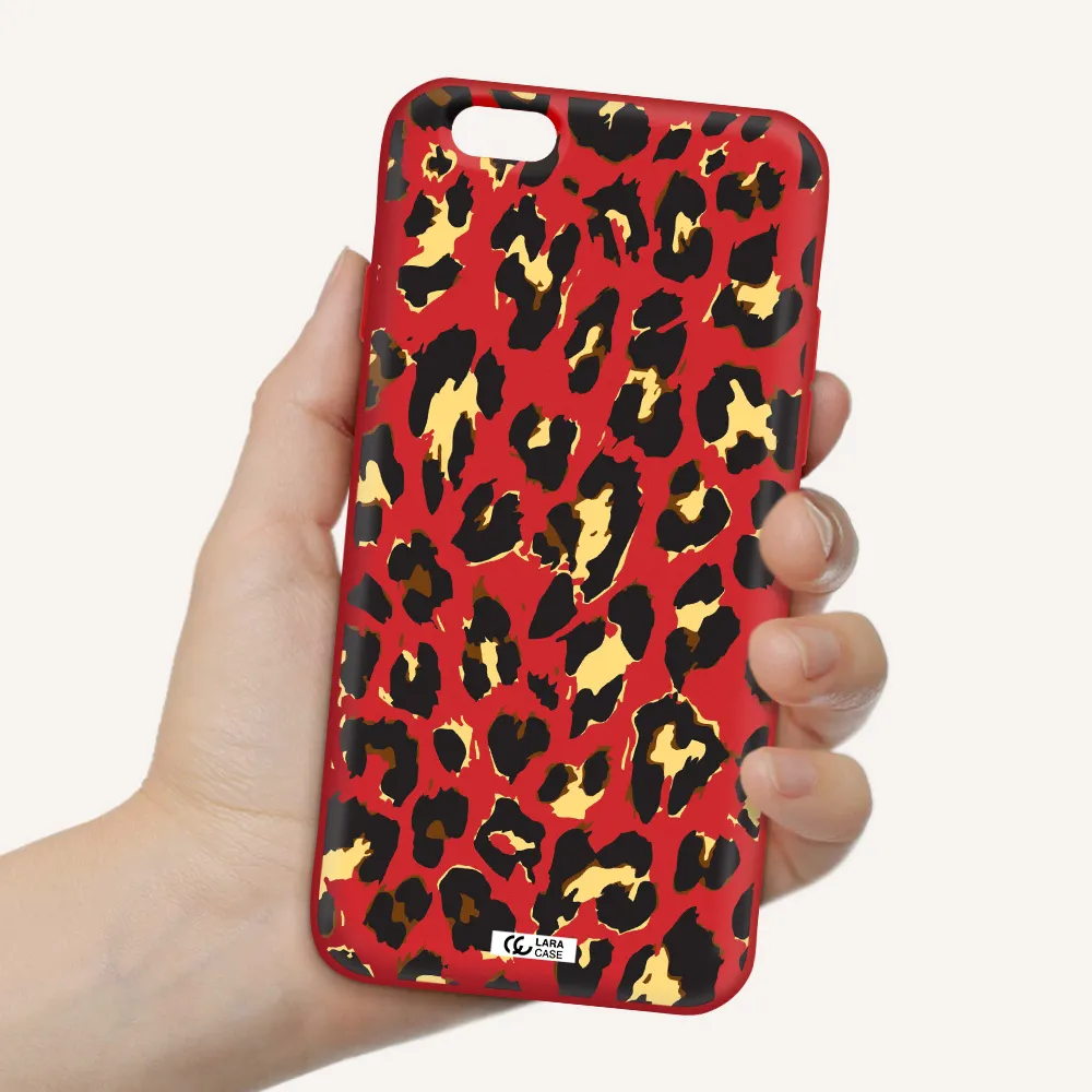 Leopard Print Apple iPhone 6 Silicone Imperial Red Case