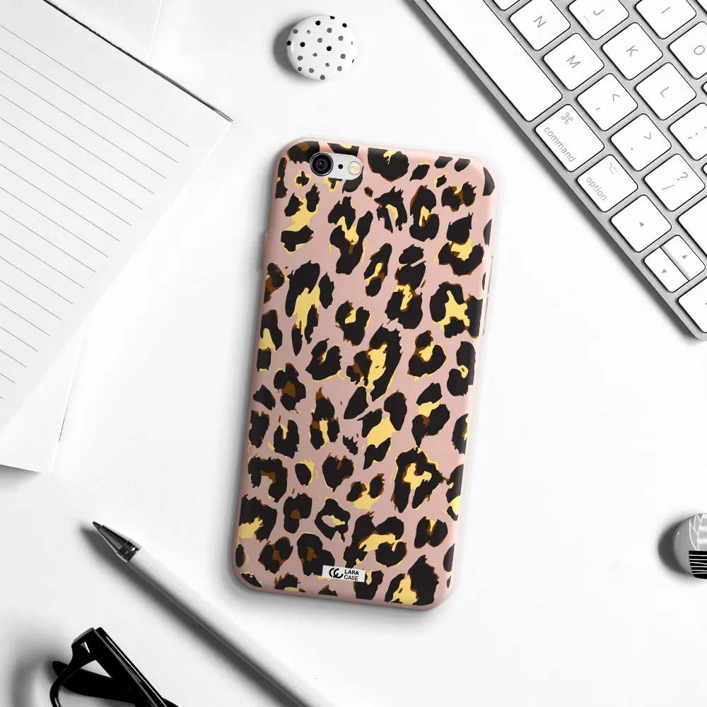 Leopard Print Apple iPhone 6 Silicone pastel pink Case