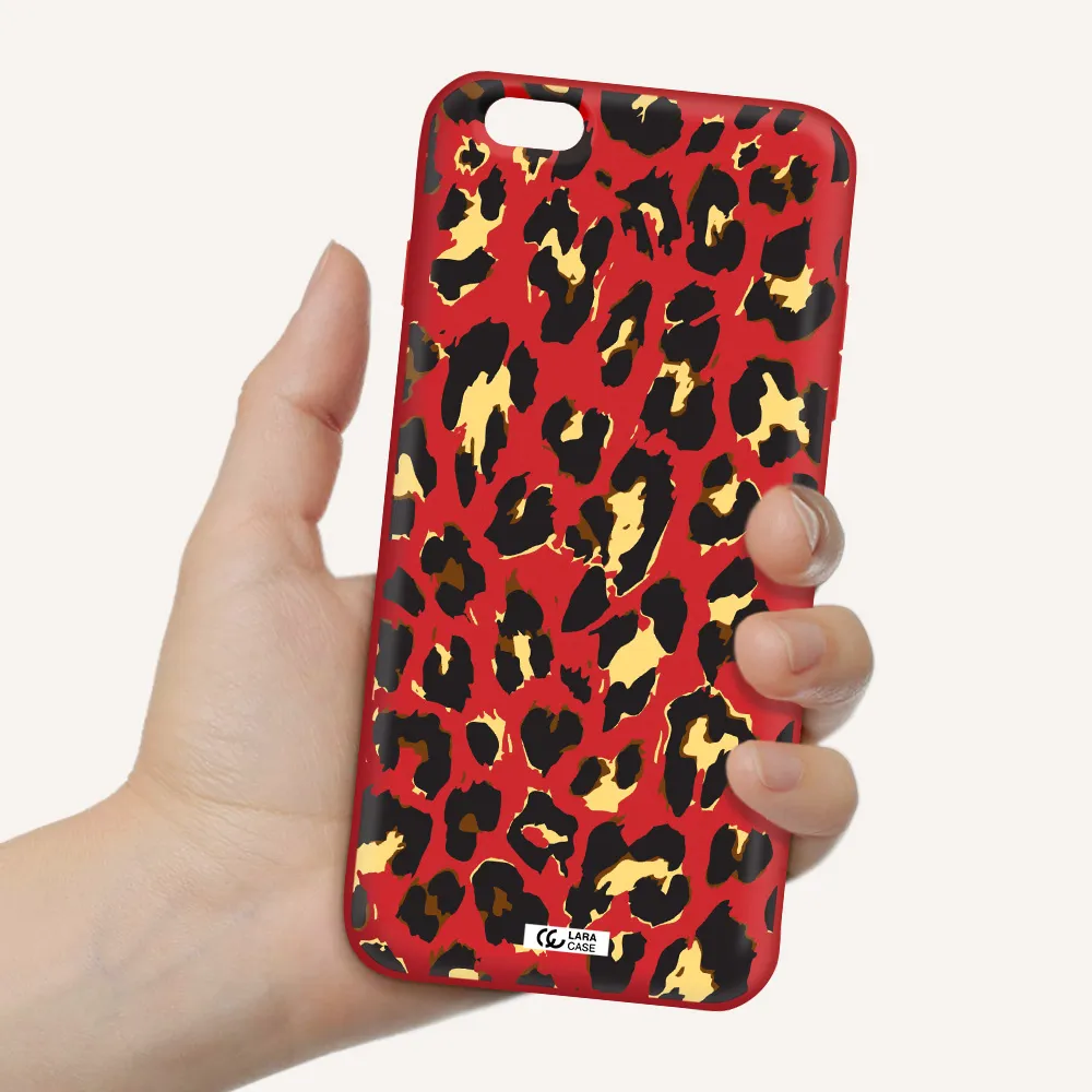 Leopard Print Apple iPhone 6S Silicone Imperial Red Case