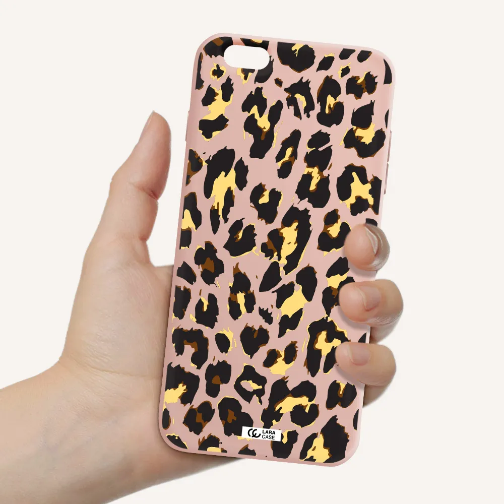 Leopard Print Apple iPhone 6S Silicone pastel pink Case