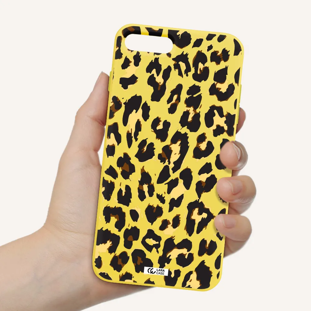 Leopard Print Apple iPhone 7 plus Silicone canary yellow Case