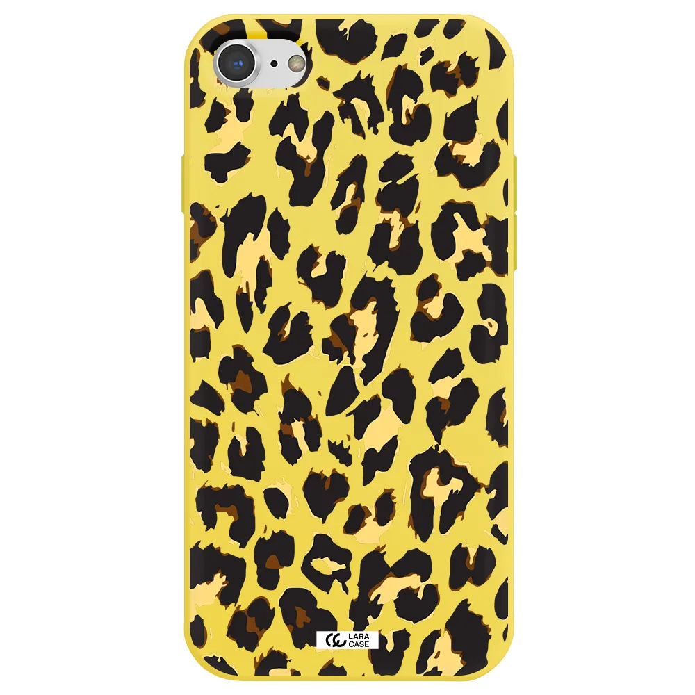 Leopard Print Apple iPhone 7 Silicone canary yellow Case