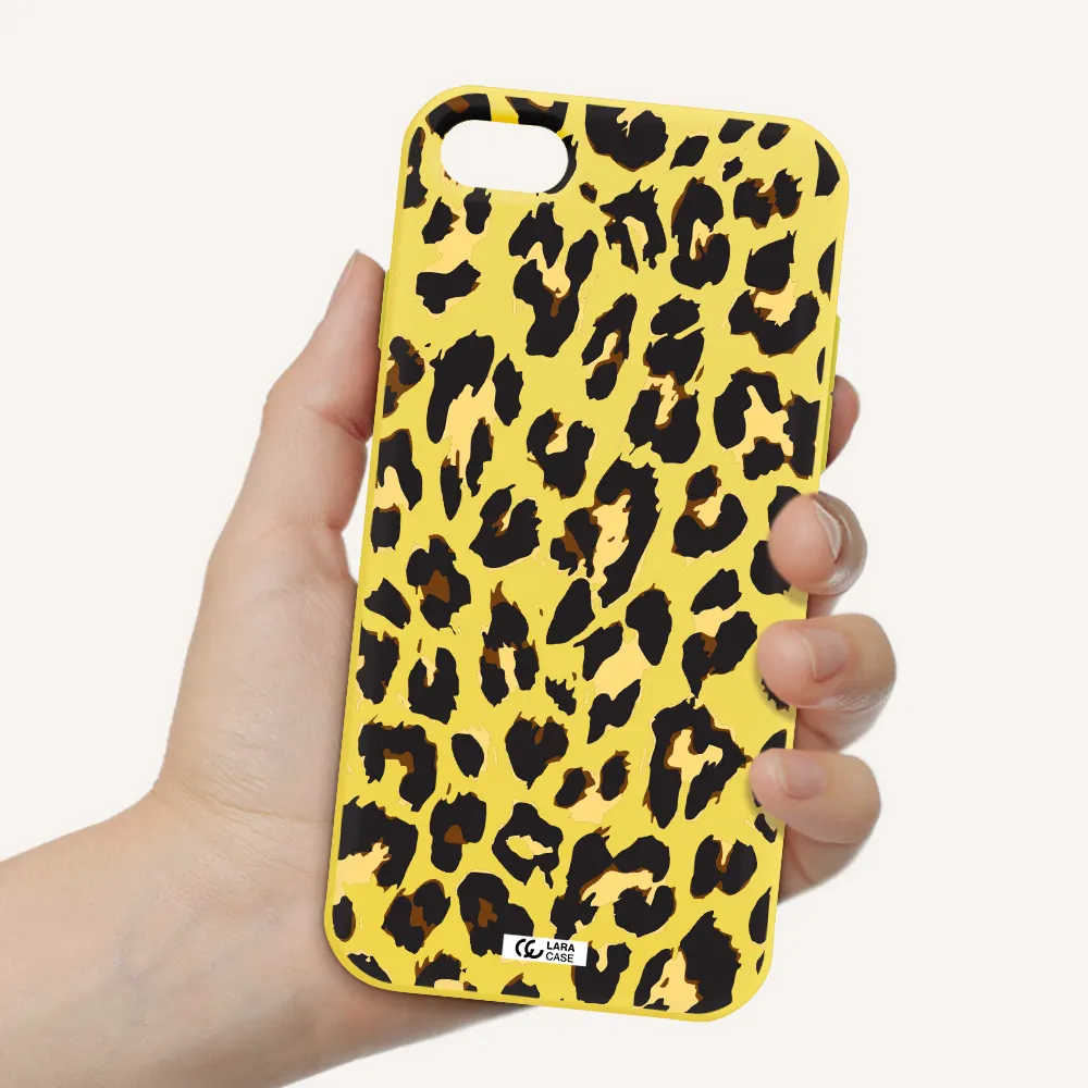 Leopard Print Apple iPhone 7 Silicone canary yellow Case