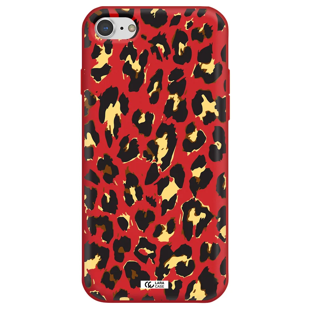 Leopard Print Apple iPhone 7 Silicone Imperial Red Case