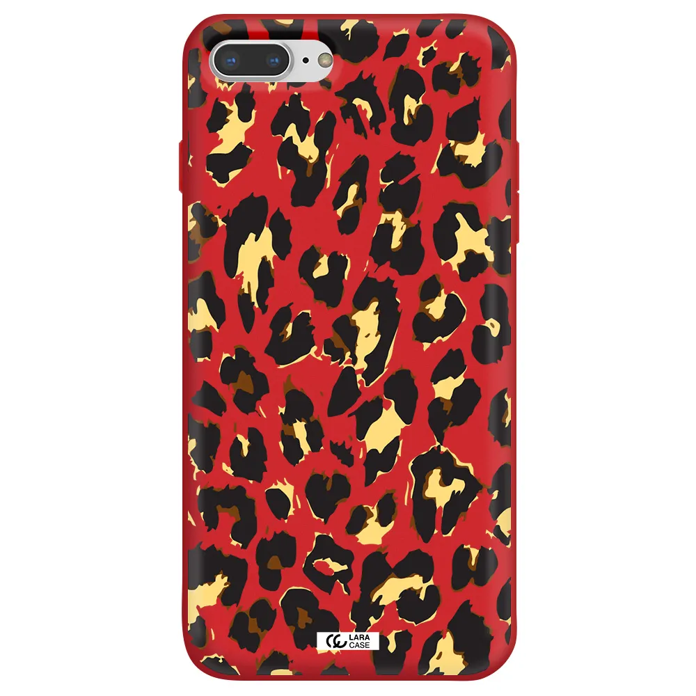 Leopard Print Apple iPhone 8 plus Silicone Imperial Red Case