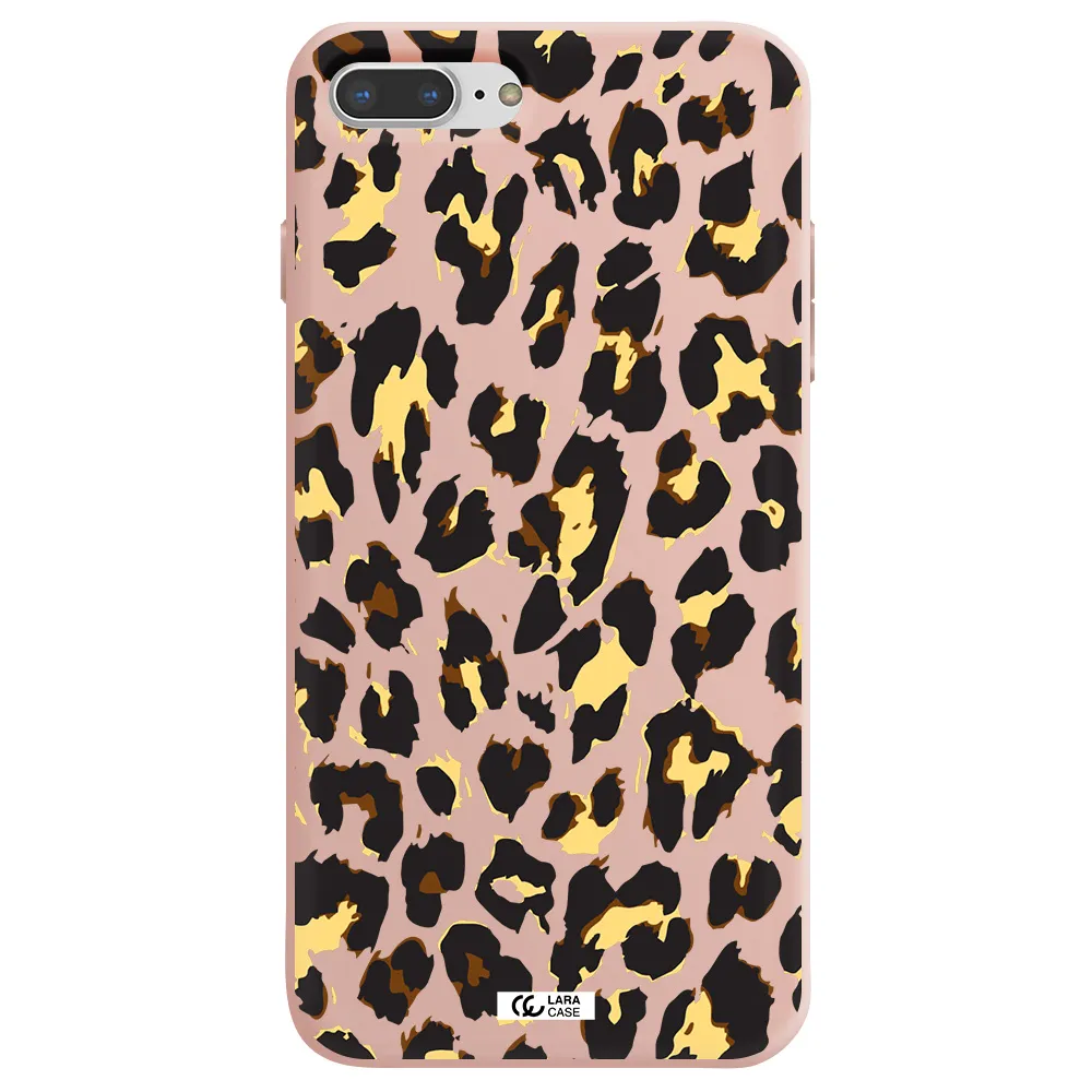 Leopard Print Apple iPhone 8 plus Silicone pastel pink Case