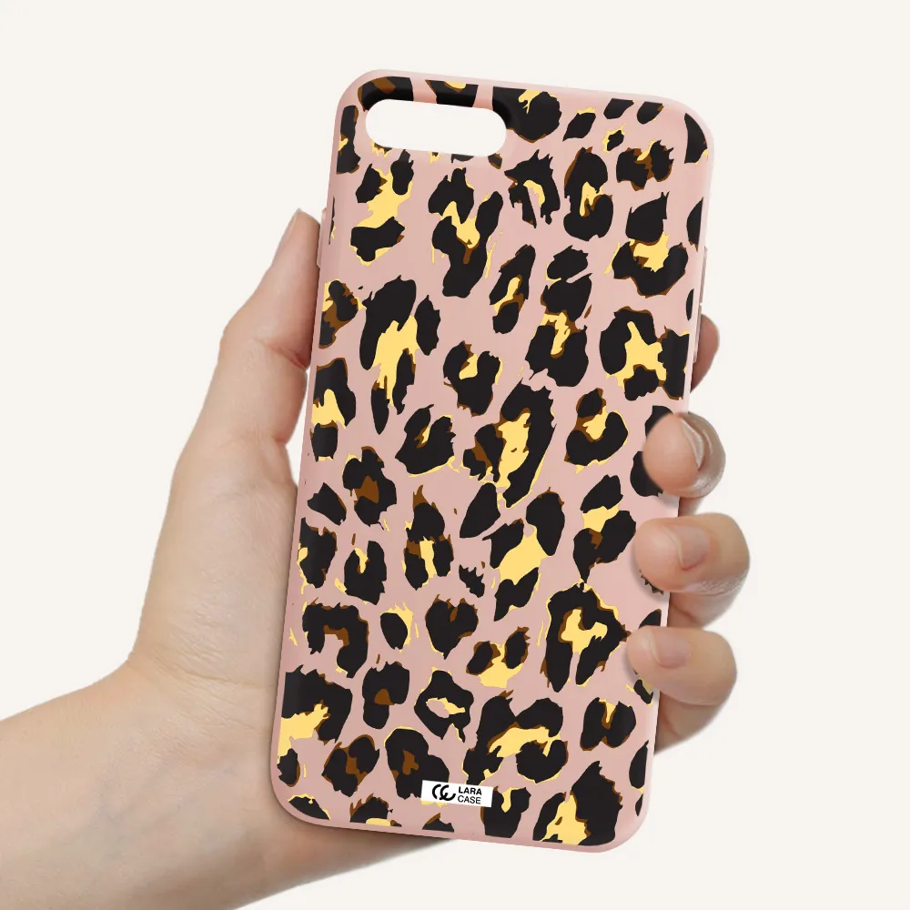 Leopard Print Apple iPhone 8 plus Silicone pastel pink Case