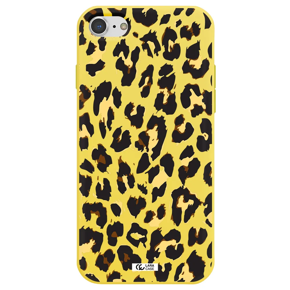 Leopard Print Apple iPhone 8 Silicone canary yellow Case