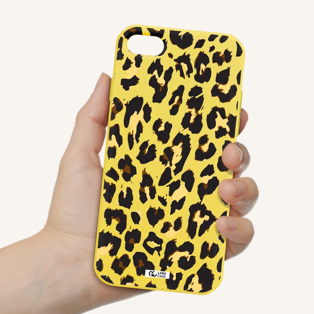 Leopard Print Apple iPhone 8 Silicone canary yellow Case