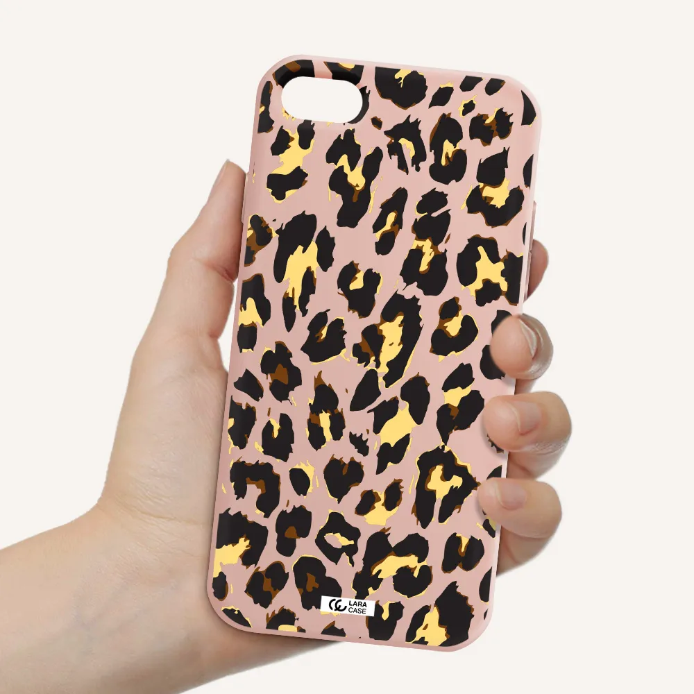 Leopard Print Apple iPhone 8 Silicone pastel pink Case
