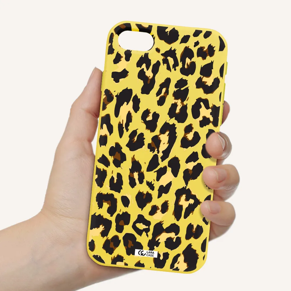 Leopard Print Apple iPhone se 2020 Silicone canary yellow Case