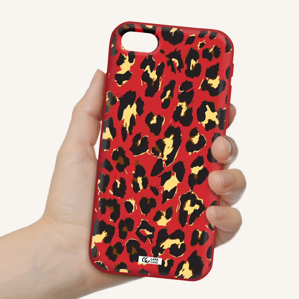 Leopard Print Apple iPhone se 2020 Silicone Imperial Red Case