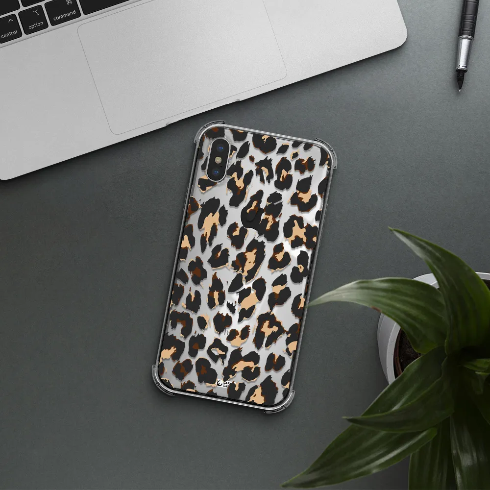 Leopard Print Apple iPhone X Clear PC Case
