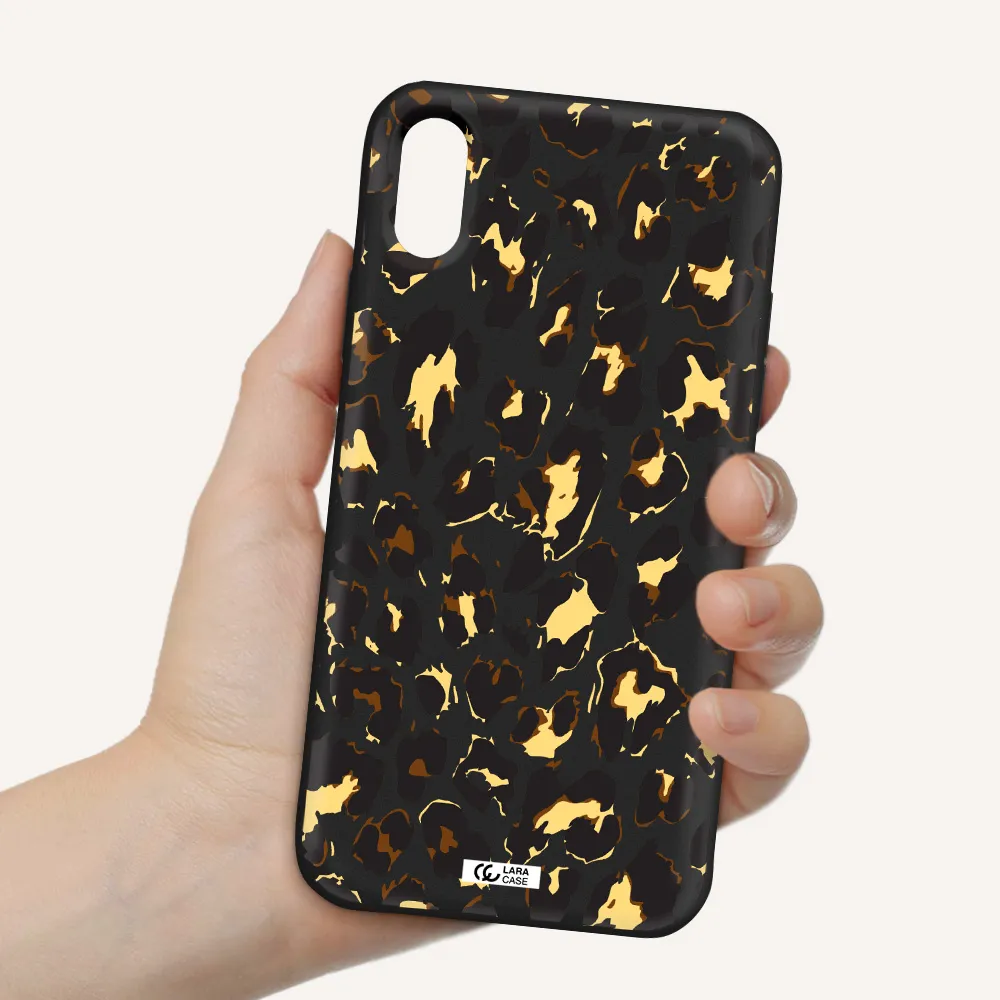 Leopard Print Apple iPhone X Silicone black Case