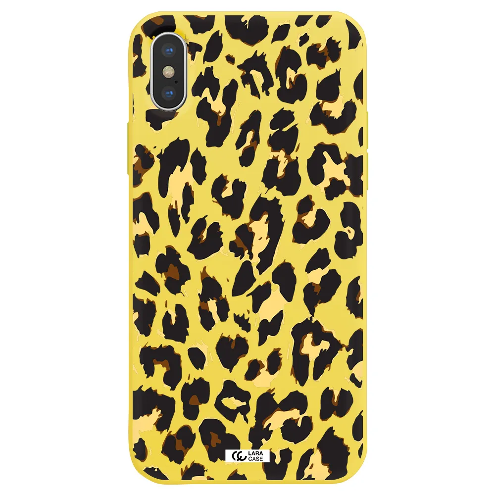 Leopard Print Apple iPhone X Silicone canary yellow Case