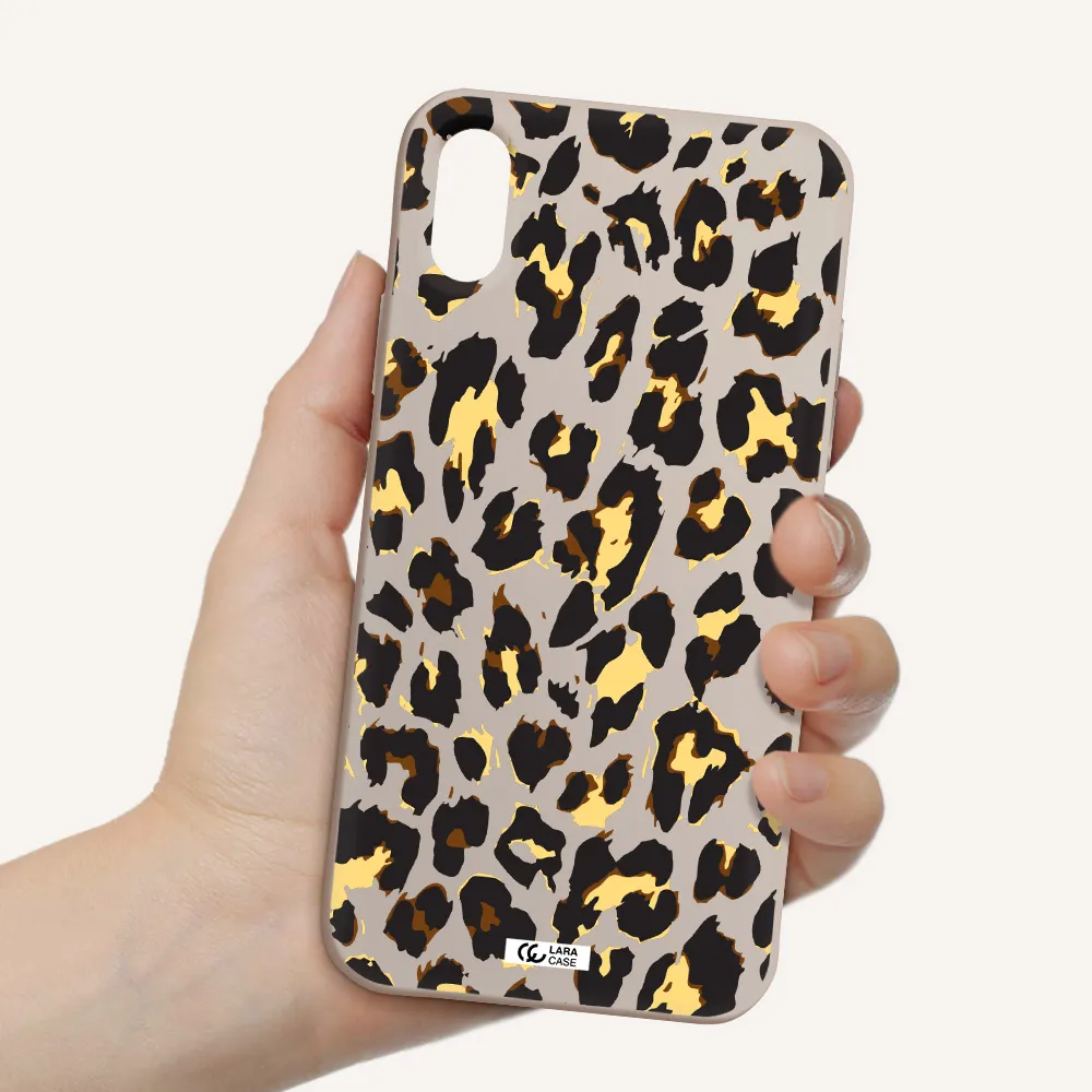 Leopard Print Apple iPhone X Silicone Stone Case