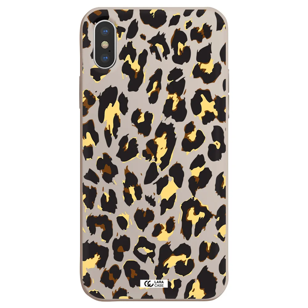 Leopard Print Apple iPhone XS Silicone Stone Case