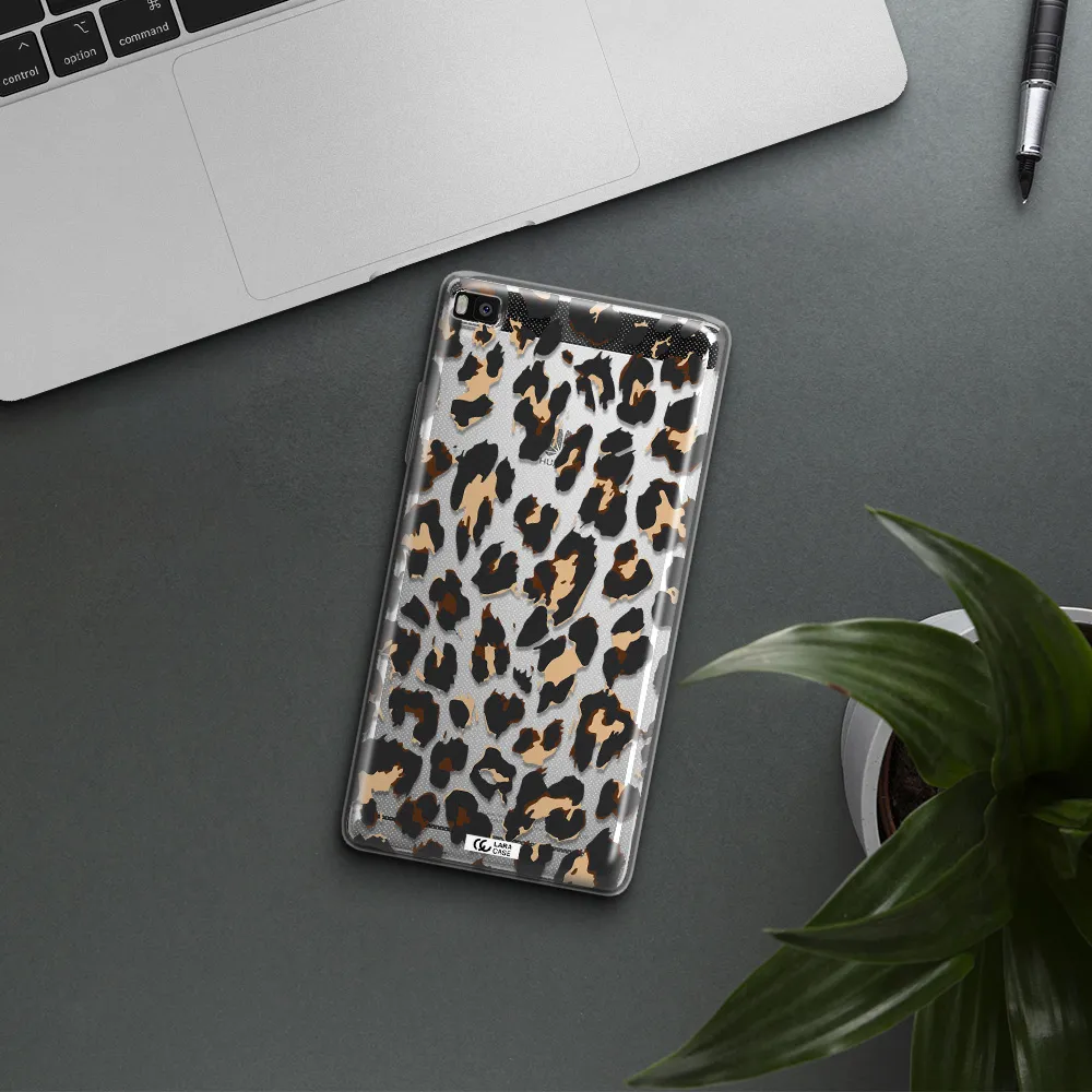 Leopard Print Huawei P8 Clear TPU Case