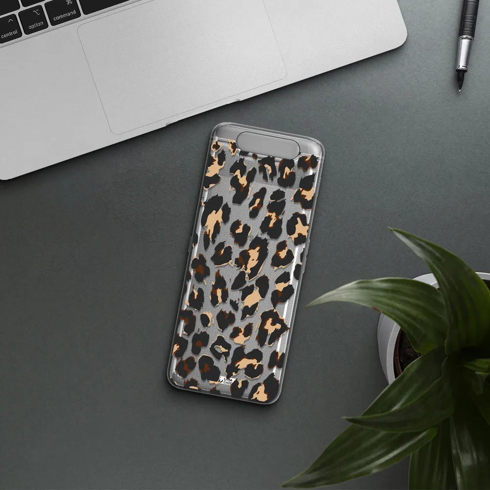 Leopard Print Samsung A80 Clear TPU Case