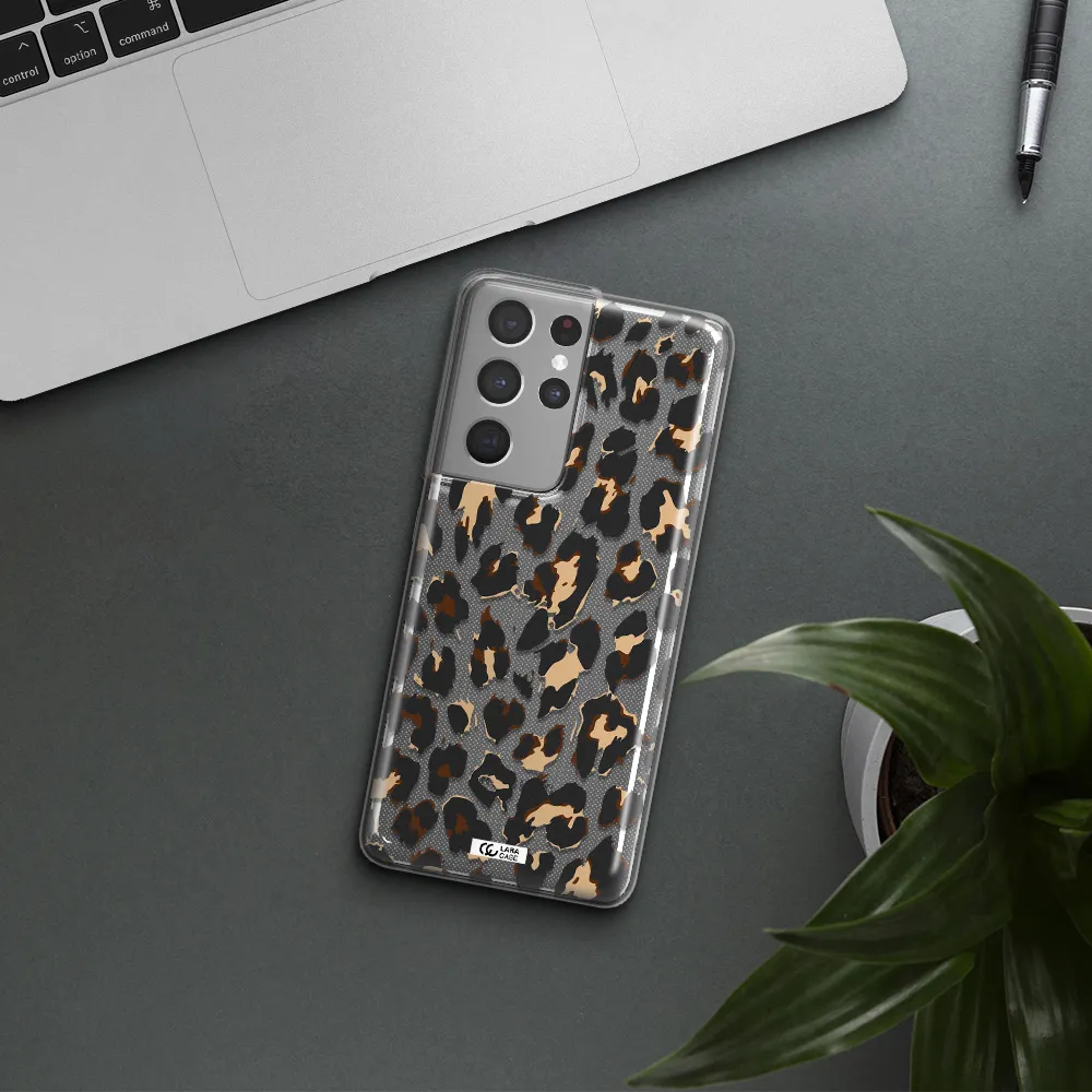 Leopard Print Samsung S21 Ultra Clear TPU Case