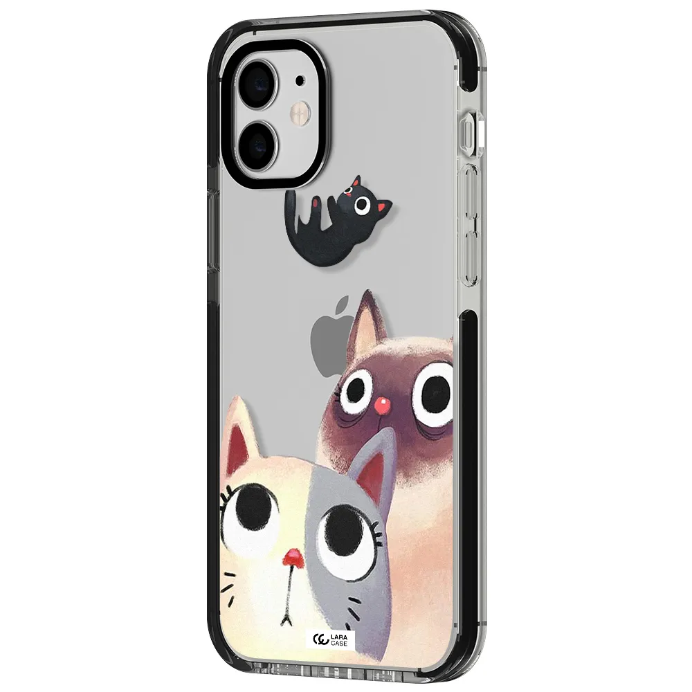 Falling Kitten Watercolor Apple iPhone 11 impact black border Case