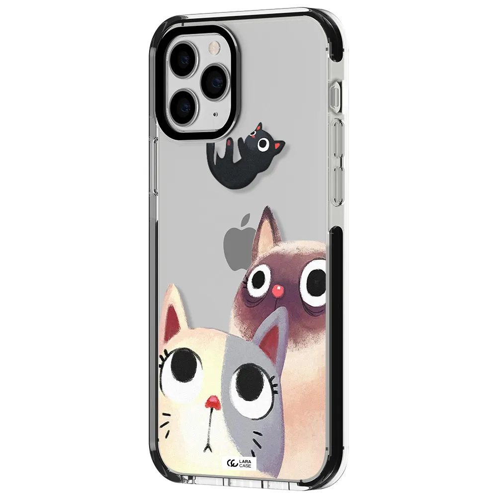 Falling Kitten Watercolor Apple iPhone 11 pro max impact black border Case