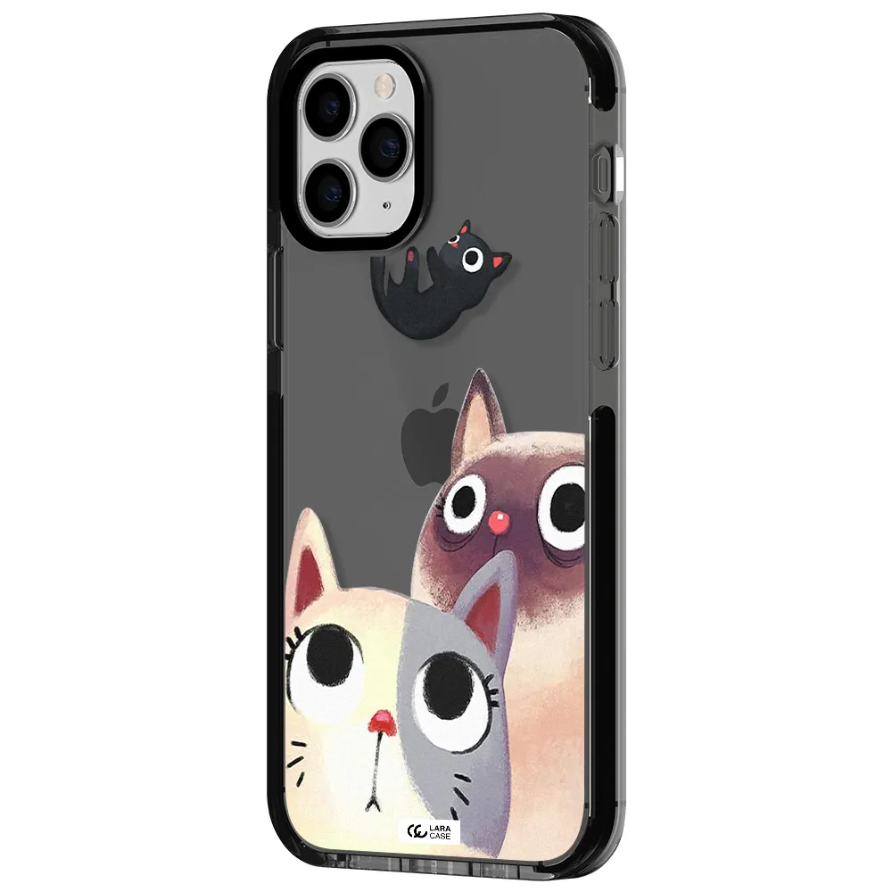 Falling Kitten Watercolor Apple iPhone 11 pro max impact Smoke Black Case