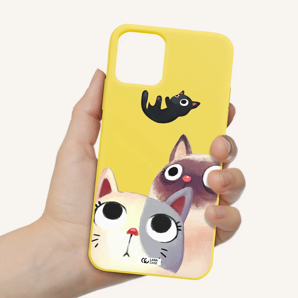 Falling Kitten Watercolor Apple iPhone 11 pro max Silicone canary yellow Case