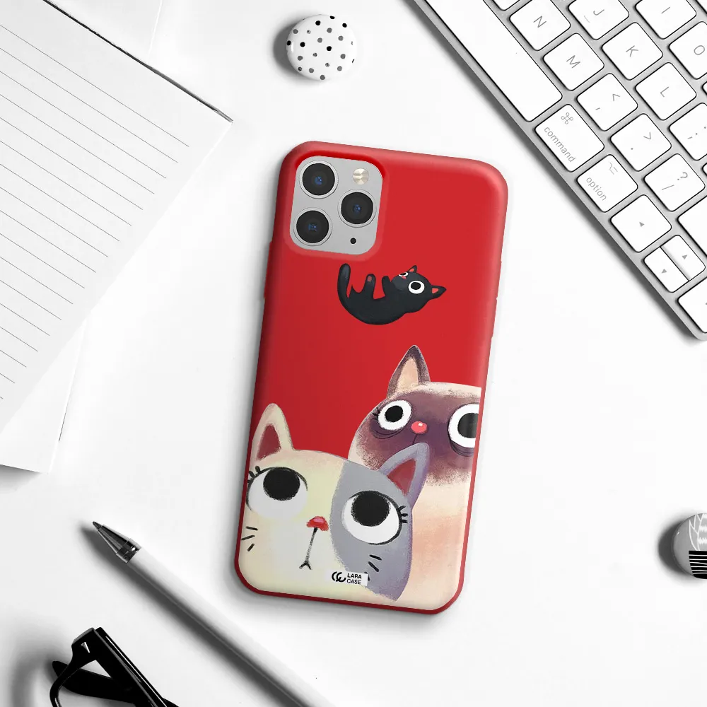 Falling Kitten Watercolor Apple iPhone 11 pro Silicone Imperial Red Case