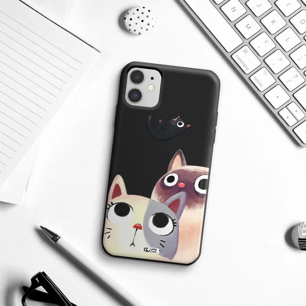 Falling Kitten Watercolor Apple iPhone 11 Silicone black Case