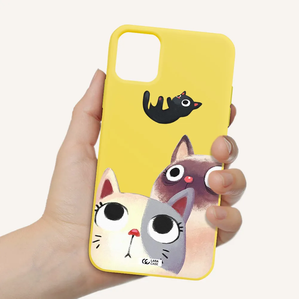 Falling Kitten Watercolor Apple iPhone 11 Silicone canary yellow Case