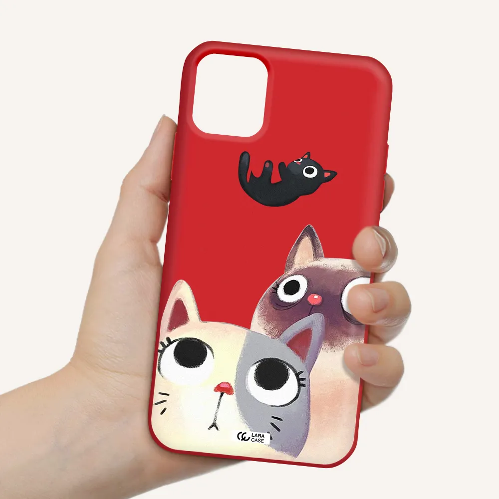 Falling Kitten Watercolor Apple iPhone 11 Silicone Imperial Red Case