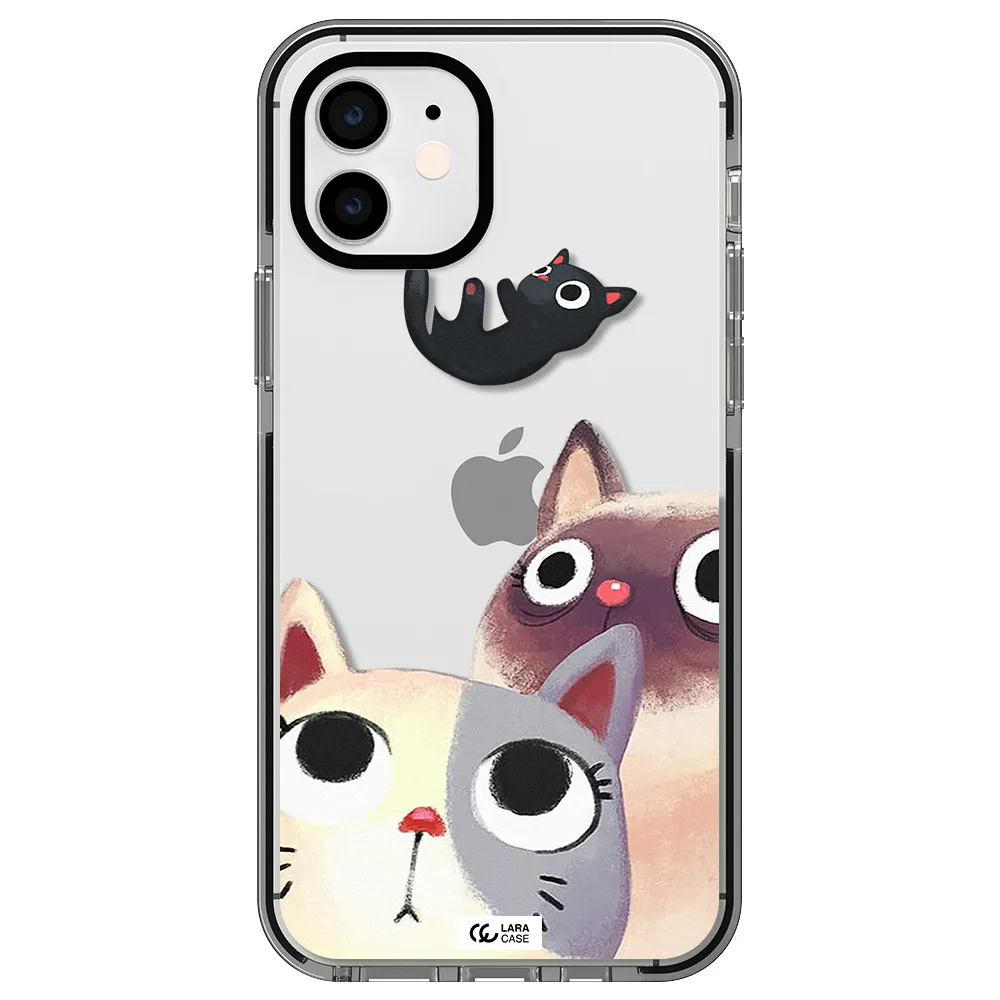 Falling Kitten Watercolor Apple iPhone 12 impact black border Case