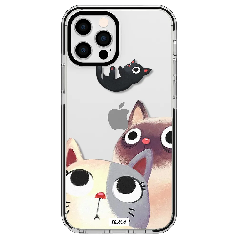 Falling Kitten Watercolor Apple iPhone 12 pro impact black border Case