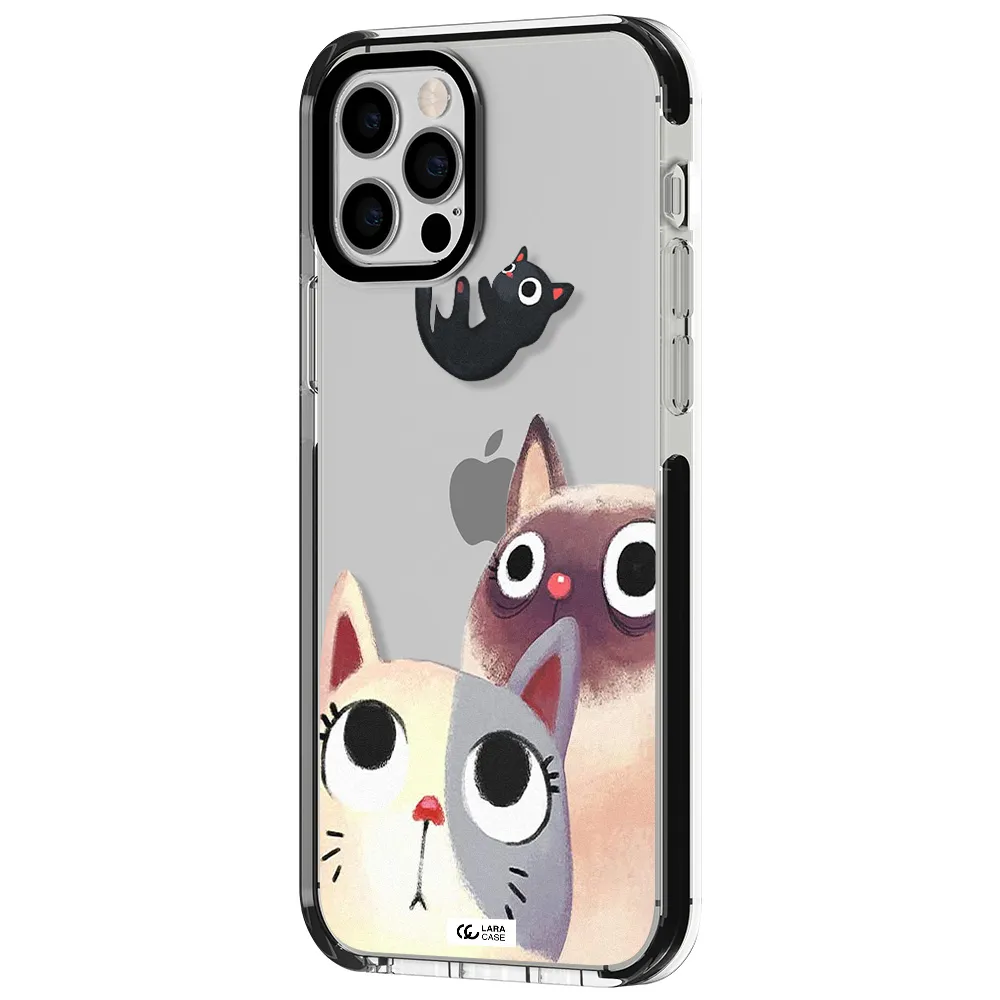 Falling Kitten Watercolor Apple iPhone 12 pro impact black border Case