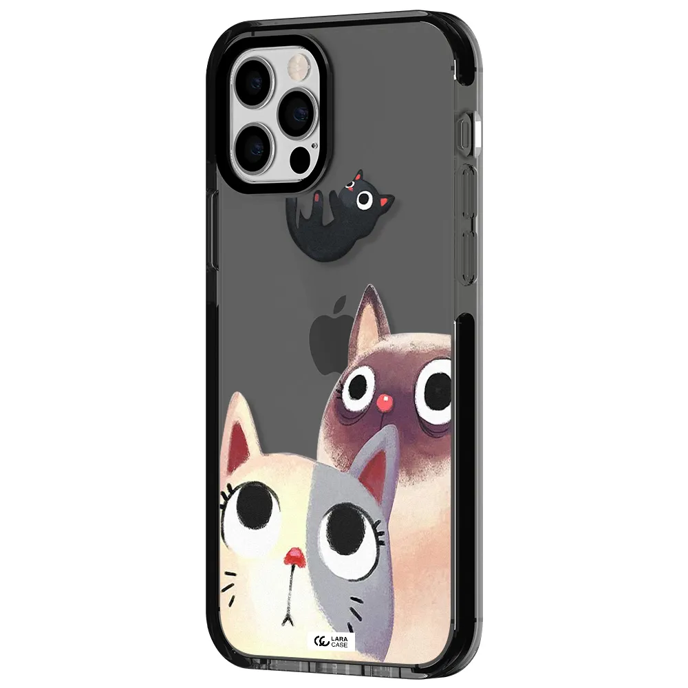 Falling Kitten Watercolor Apple iPhone 12 pro impact Smoke Black Case