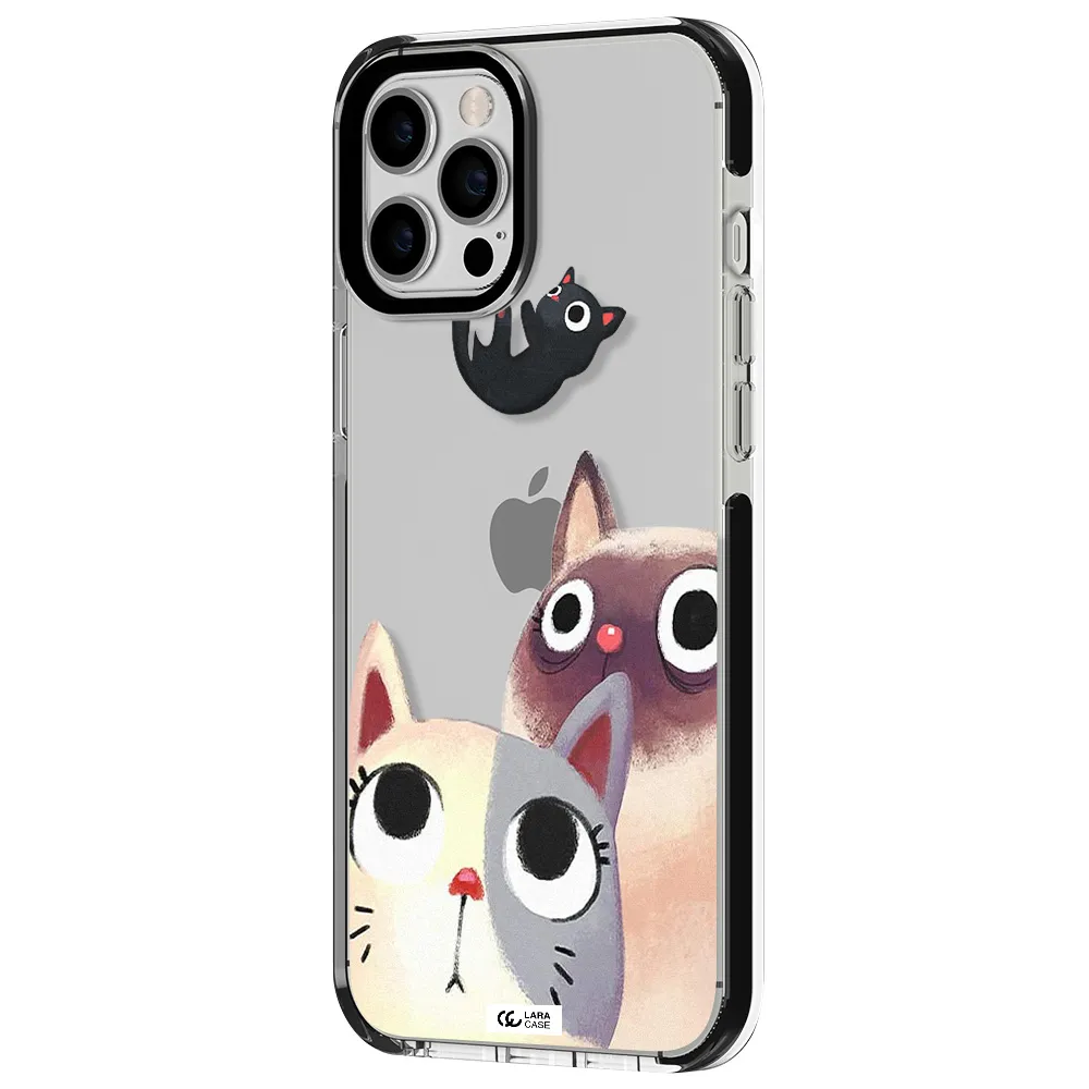 Falling Kitten Watercolor Apple iPhone 12 pro max impact black border Case