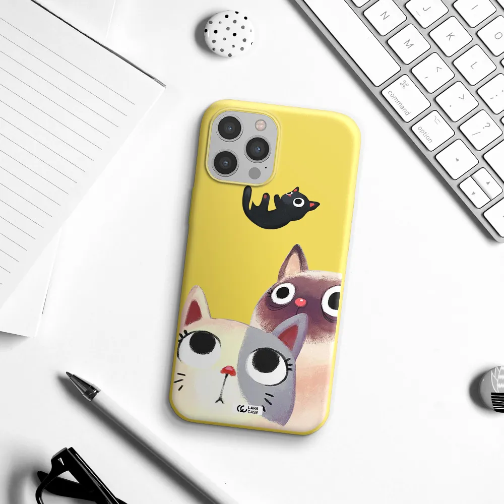 Falling Kitten Watercolor Apple iPhone 12 pro max Silicone canary yellow Case
