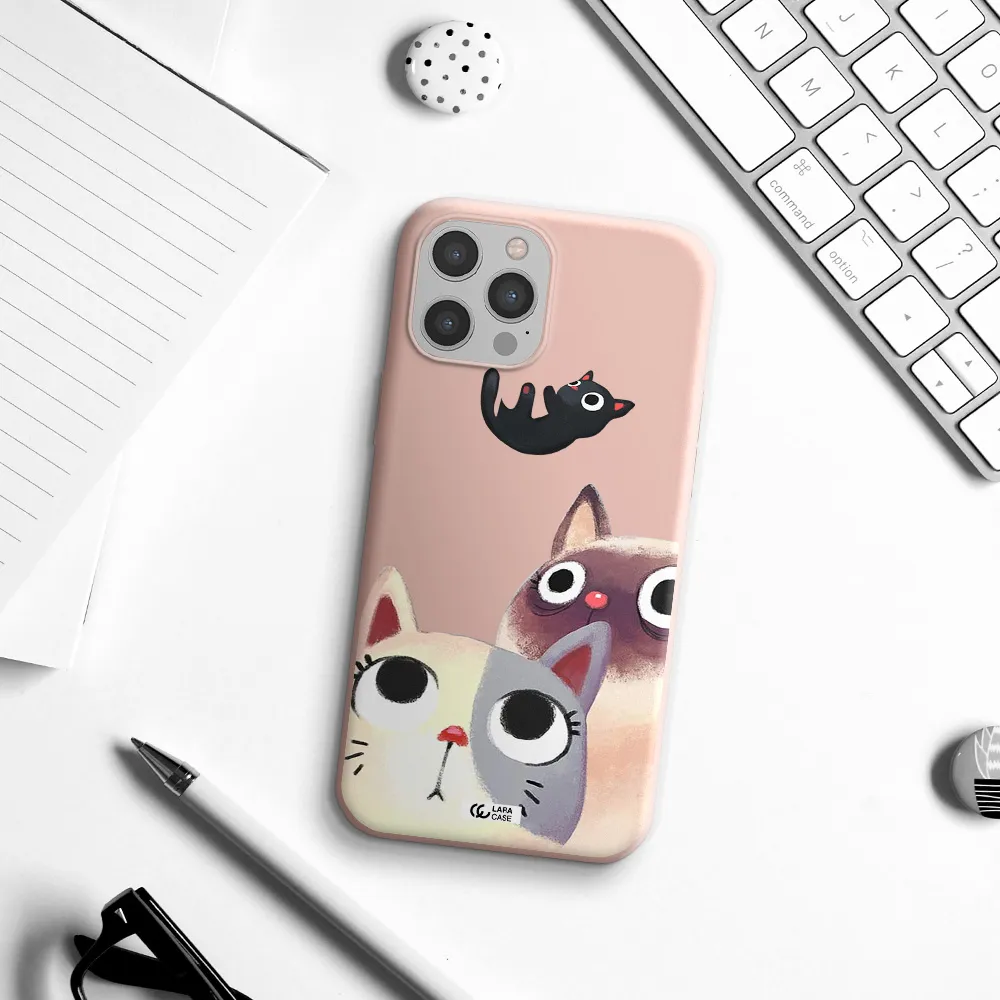 Falling Kitten Watercolor Apple iPhone 12 pro max Silicone pastel pink Case