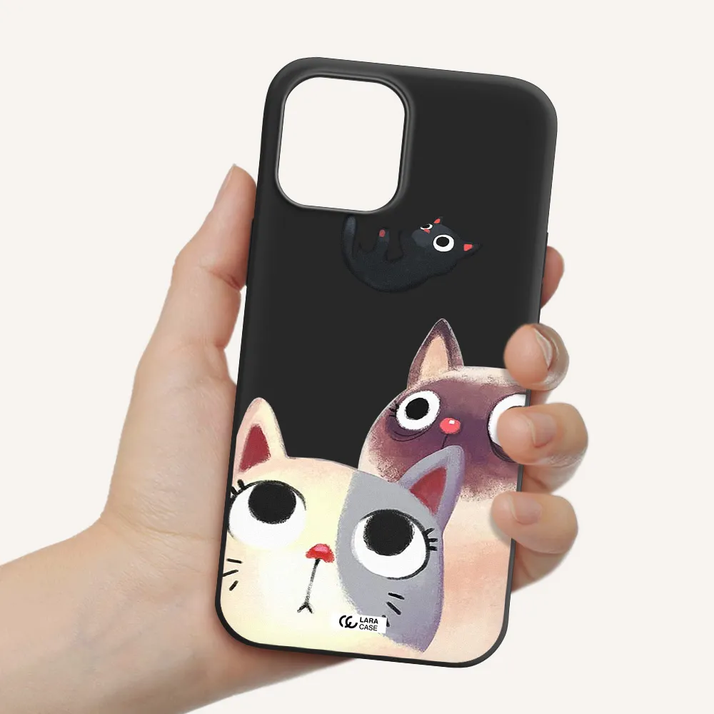 Falling Kitten Watercolor Apple iPhone 12 pro Silicone black Case
