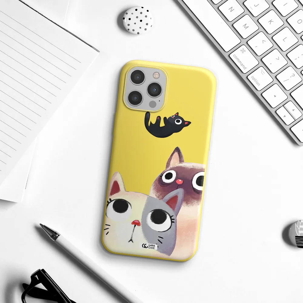 Falling Kitten Watercolor Apple iPhone 12 pro Silicone canary yellow Case