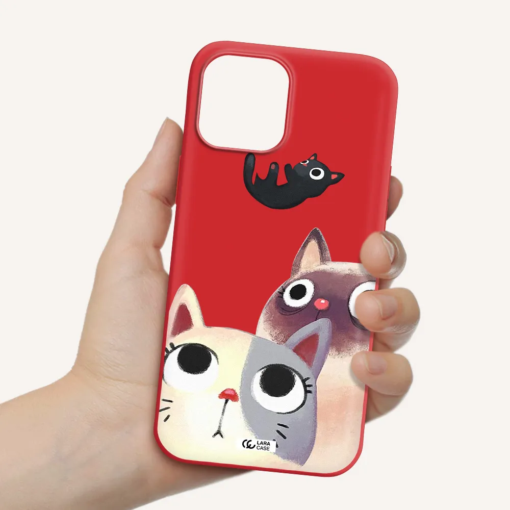 Falling Kitten Watercolor Apple iPhone 12 pro Silicone Imperial Red Case